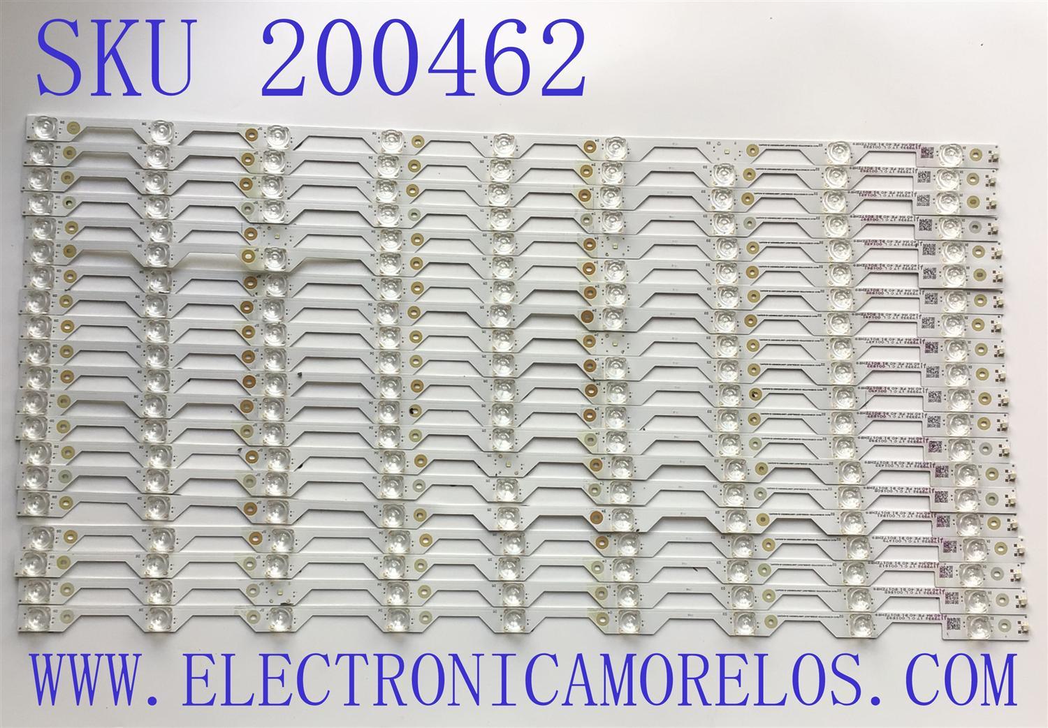 KIT DE LEDS PARA TV HISENSE (20 PZ) / NUMERO DE PARTE LBM750M0901-G-4(O)(HF) / 11733322 / 001593 / F140 M4 PE 40 B1 B017ZM5S / PANEL V750DK1-QS3 REV.P2 / MODELO 75N5000UWG